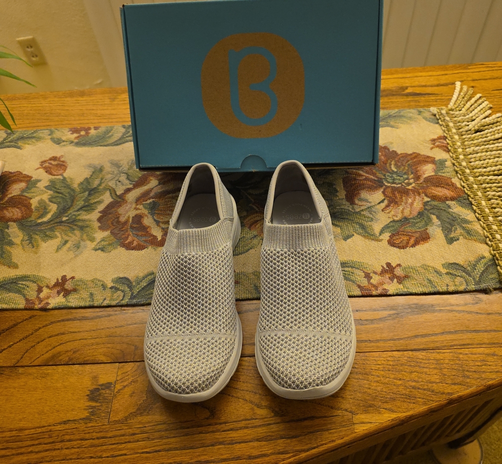 Bzees Women's Slip-On Mesh Sneakers - Light Gray